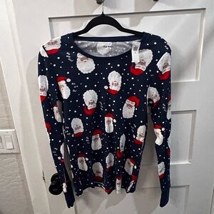 Old Navy Navy Blue Santa Print Shirt